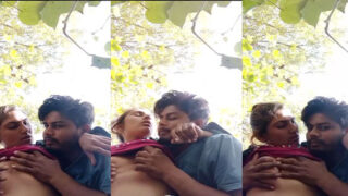खुली जगह पर हर्याना की लड़की की चचिँयाँ। Couple कर रहा है मस्ती, देखें MMS।